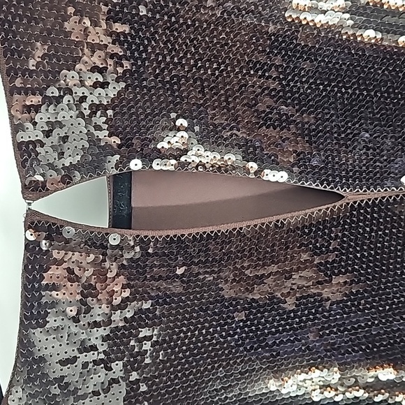 Express Sequined Midi Dress Capped Sleeves Oxblood - Picture 10 of 17